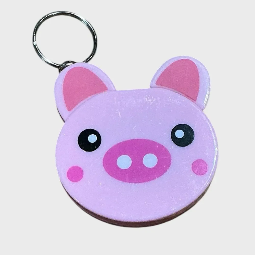 Cute Pink Pig Retractable Tape Measure 60” 150cm Keychain Sewing Craft NEW